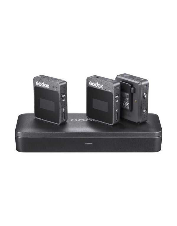 Godox MoveLink II M2 Compact 2-Person Wireless Microphone System for Cameras & Smartphones with 3.5mm (2.4 GHz, Black) | Accessories | CAM TOOLS Middle East | GODOX