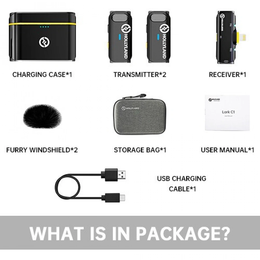 Hollyland LARK C1 DUO 2-Person Wireless Microphone System with Lightning Connector for iOS Devices