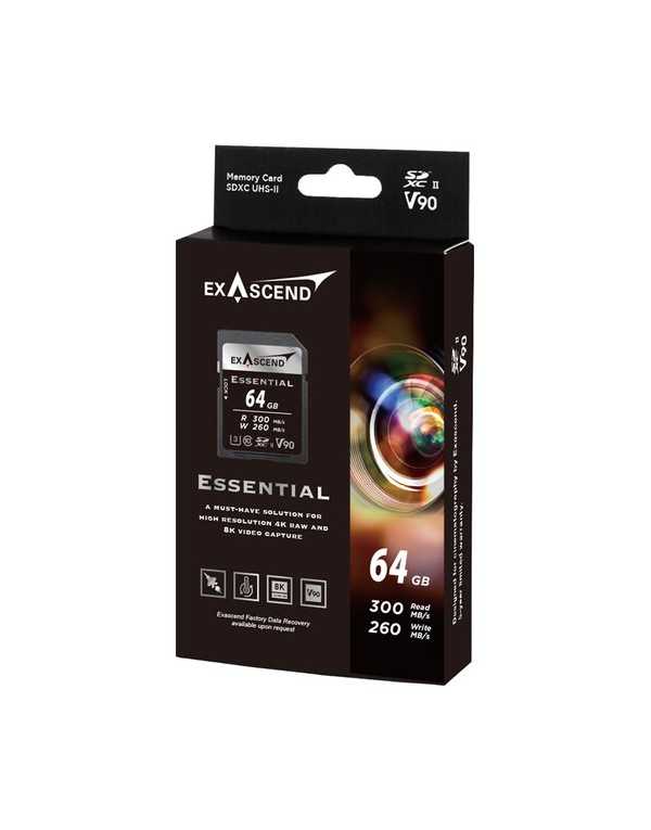 Exascend 64GB Essential UHS-II SDXC Memory Card | Memory Cards | CAM TOOLS Middle East | ExAscend