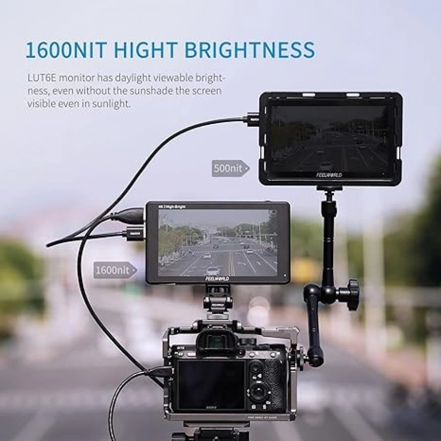 FEELWORLD LUT6E 6 Inch 1600nit High Bright Touchscreen DSLR Camera Field Monitor