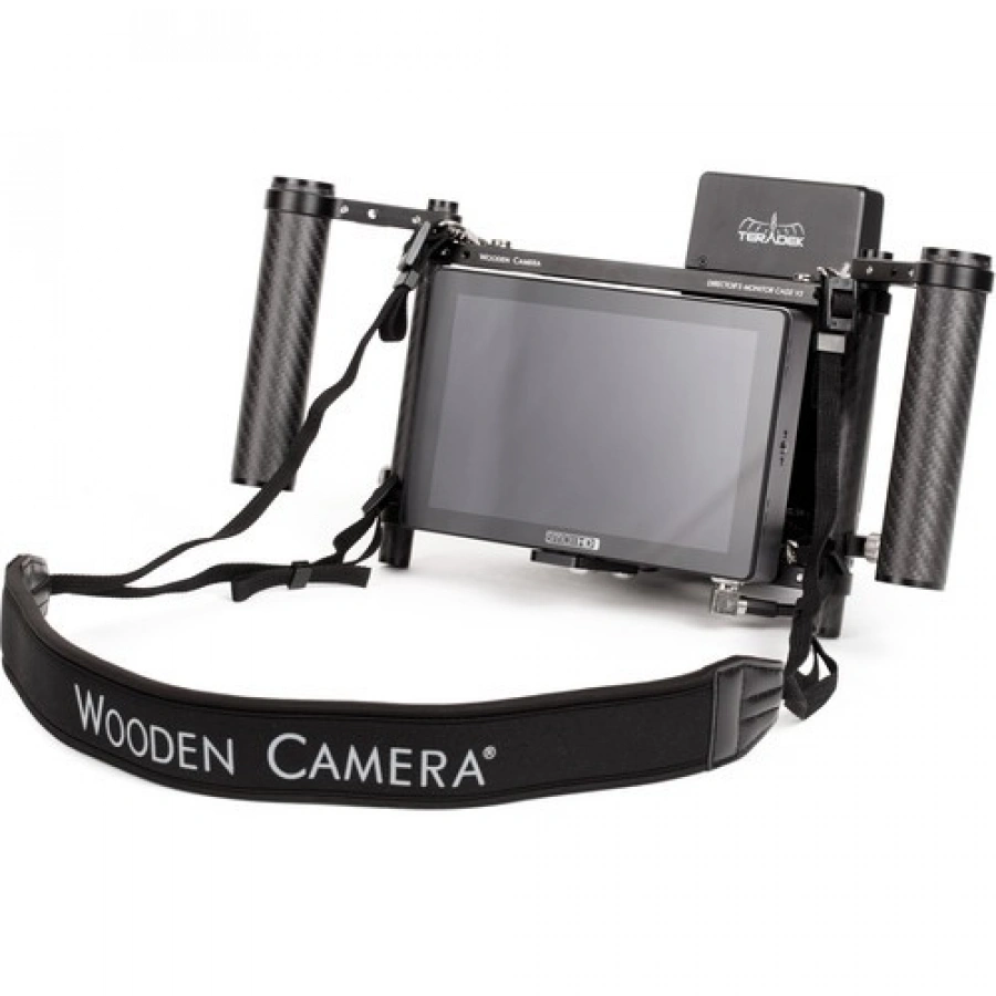 Wooden Camera Director's Monitor Cage v3 with Dual Carbon Fiber Handgrips