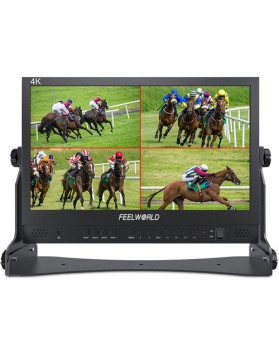 FeelWorld ATEM156 4K 15.6" Quad-Split Monitor with 4 x HDMI I/O for Switchers