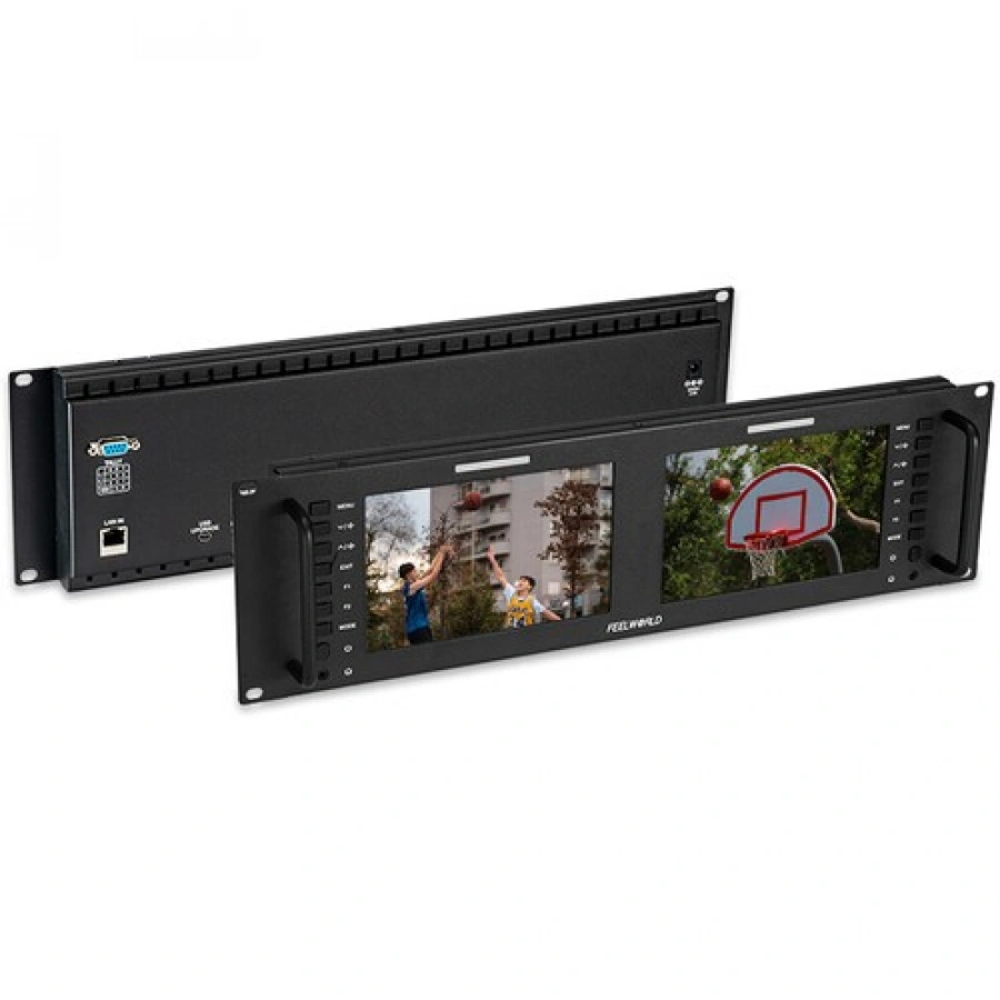 FeelWorld D71 PLUS Dual 7" 3 RU Rackmount 4K HDMI/SDI Monitor