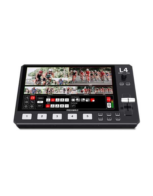 FeelWorld L4 HDMI Livestream Switcher with 10.1" LCD Monitor | Video Switcher | CAM TOOLS Middle East | FeelWorld