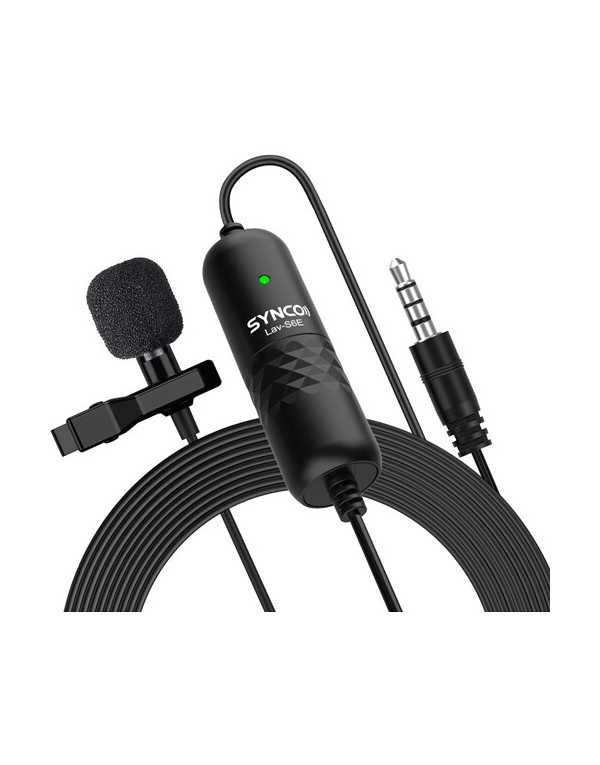 Synco Lav-S6E Omnidirectional Lavalier Microphone with 3.5mm Connector & Camera/Smartphone Sensor | Microphones | CAM TOOLS Middle East | SYNCO