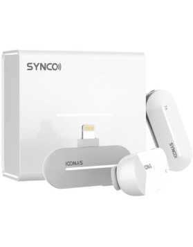 Synco P2L Miniature 2-Person Digital Wireless Microphone System with Lightning Connector for iPhones (Pearl White, 2.4 GHz)