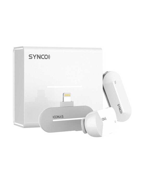 Synco P2L Miniature 2-Person Digital Wireless Microphone System with Lightning Connector for iPhones (Pearl White, 2.4 GHz) | Wireless Microphone Systems | CAM TOOLS Middle East | SYNCO