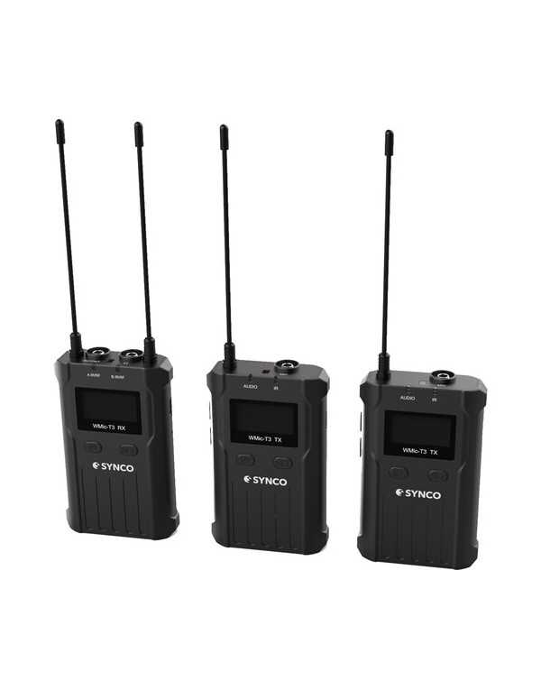 Synco WMic-T3 2-Person Camera-Mount Wireless Lavalier Microphone System (UHF: 512 to 589 MHz) | Wireless Microphone Systems | CAM TOOLS Middle East | SYNCO