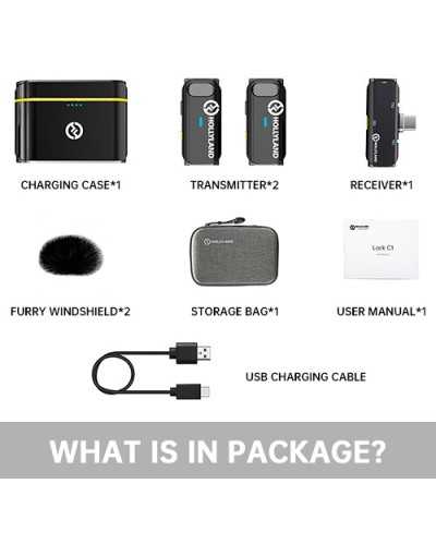 Hollyland LARK C1 DUO 2-Person Wireless Mic System (USB-C, Black, 2.4 GHz)