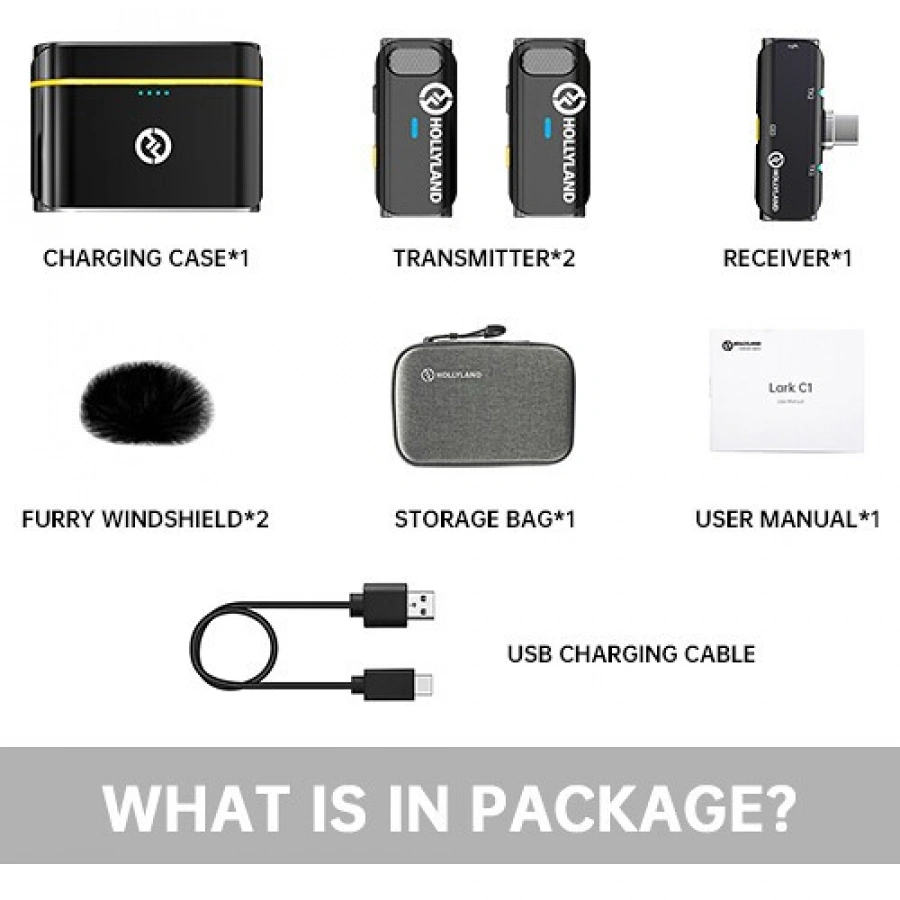 Hollyland LARK C1 DUO 2-Person Wireless Mic System (USB-C, Black, 2.4 GHz)