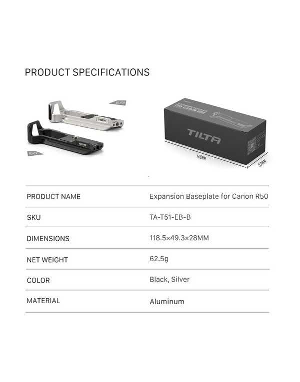 Tilta Expansion Baseplate for Canon R50 Silver