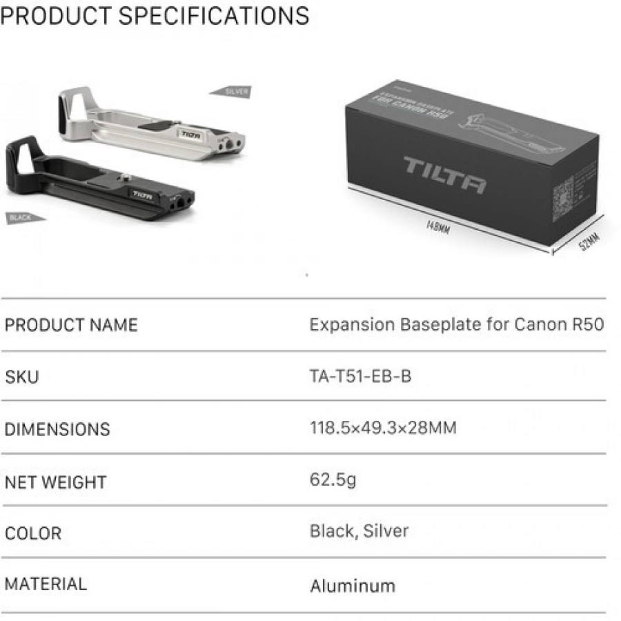 Tilta Expansion Baseplate for Canon R50 Silver