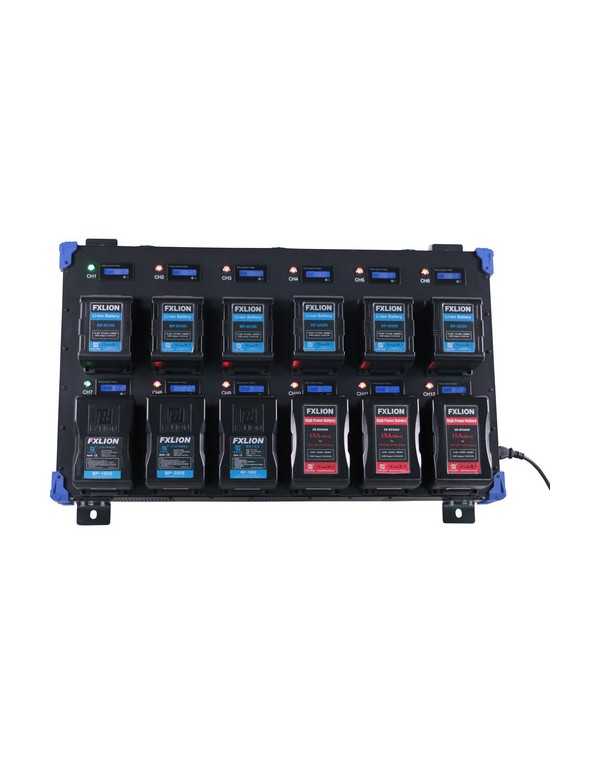 Fxlion 12-Bay V-Mount Wall Charger (16.8V, 4A) | Battery Accessories & Power Supply | CAM TOOLS Middle East | FXLION