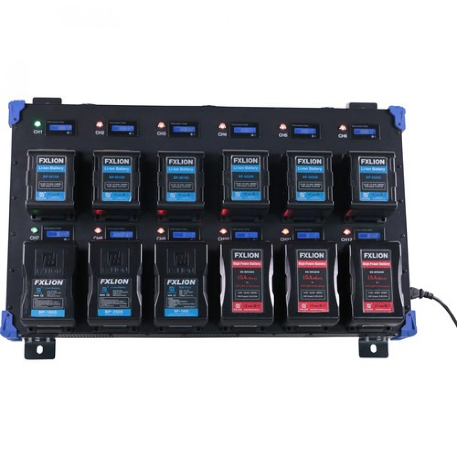 Fxlion 12-Bay V-Mount Wall Charger (16.8V, 4A)