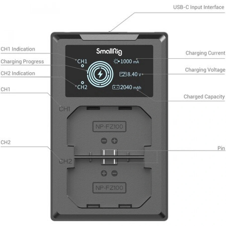 SmallRig NP-FZ100 2-Battery Kit with Dual Charger