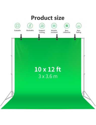 Neewer Chroma Green Backdrop with A-Clamps (10 x 12')