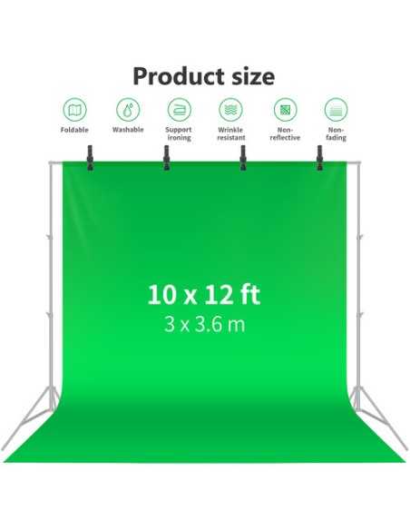 Neewer Chroma Green Backdrop with A-Clamps (10 x 12')