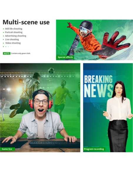 Neewer Chroma Green Backdrop with A-Clamps (10 x 12')