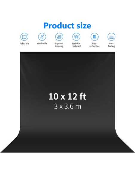 NEEWER 3x6M /10x20Ft Collapsible Backdrop Black | Dubai