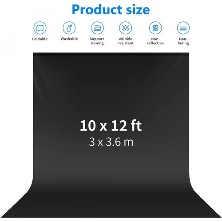 NEEWER 3x6M /10x20Ft Collapsible Backdrop Black | Dubai