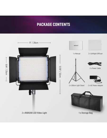 Neewer RGB1200 RGB LED Light Panel (2-Light Kit)