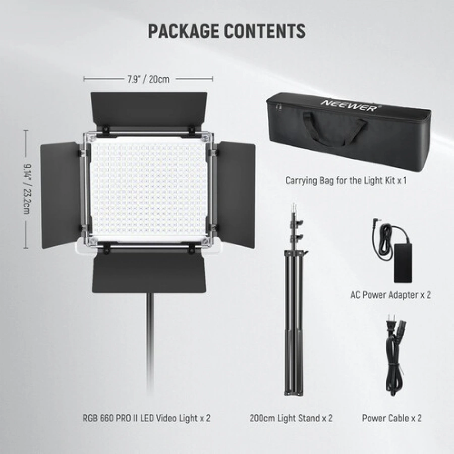 Neewer Upgraded RGB 660 PRO II LED Video Light Kit (2-Pack)