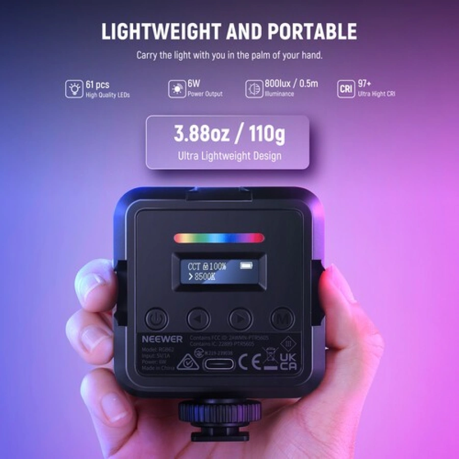 Neewer RGB62 App Control Magnetix LED Video Light