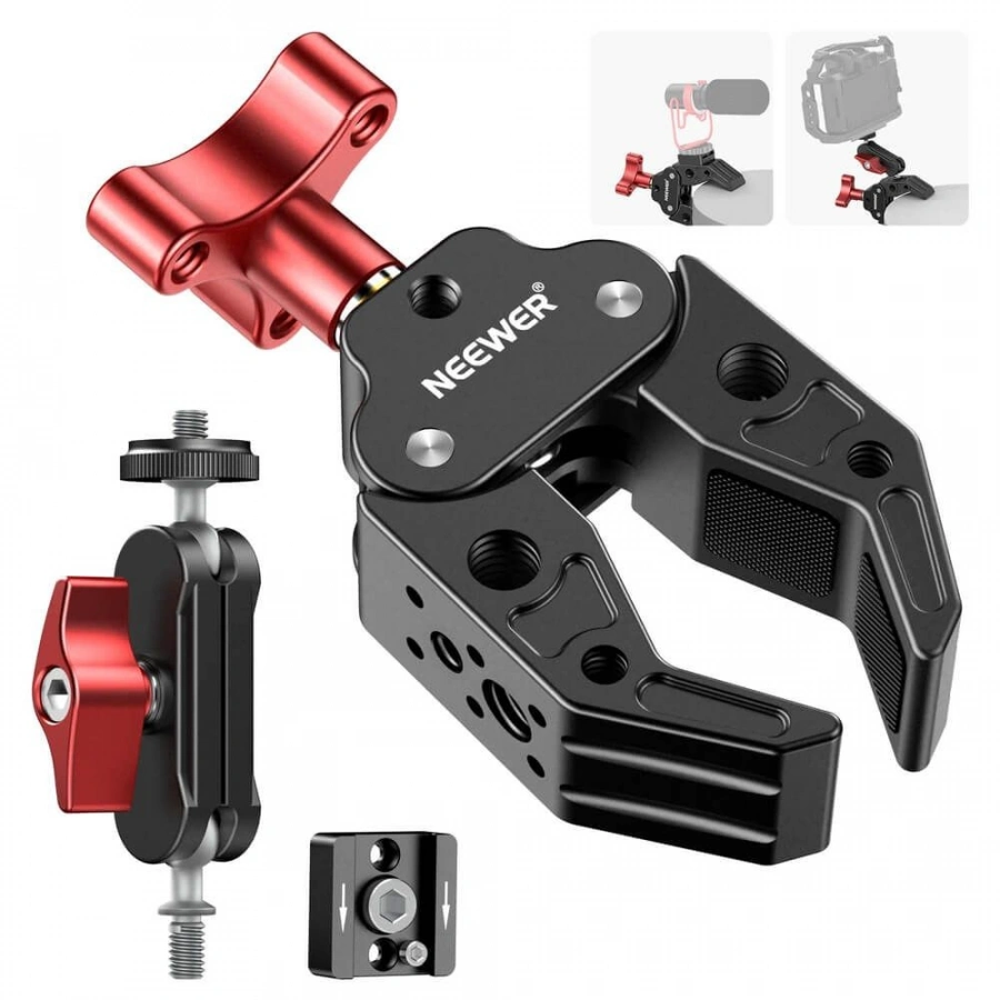NEEWER UA023 Super Clamp with Magic arm Double Ballhead and Cold Shoe Mount
