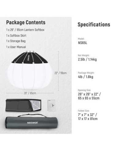 Neewer NS65L Lantern Softbox with One Step Quick Release (35.4")