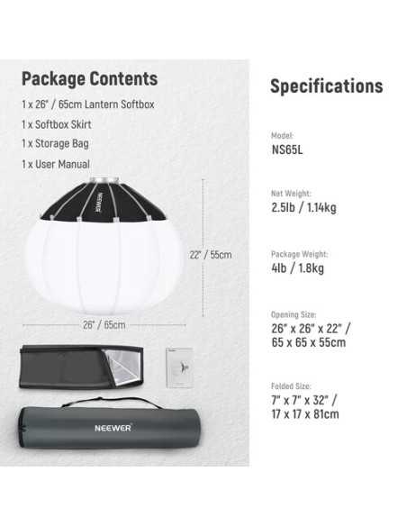 Neewer NS65L Lantern Softbox with One Step Quick Release (35.4")