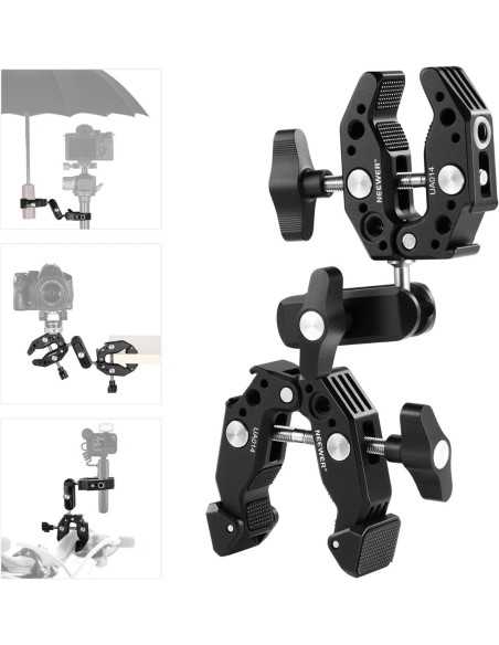 NEEWER Super Clamp with Double Crab-Shaped Clamps，Magic Arm Adapter
