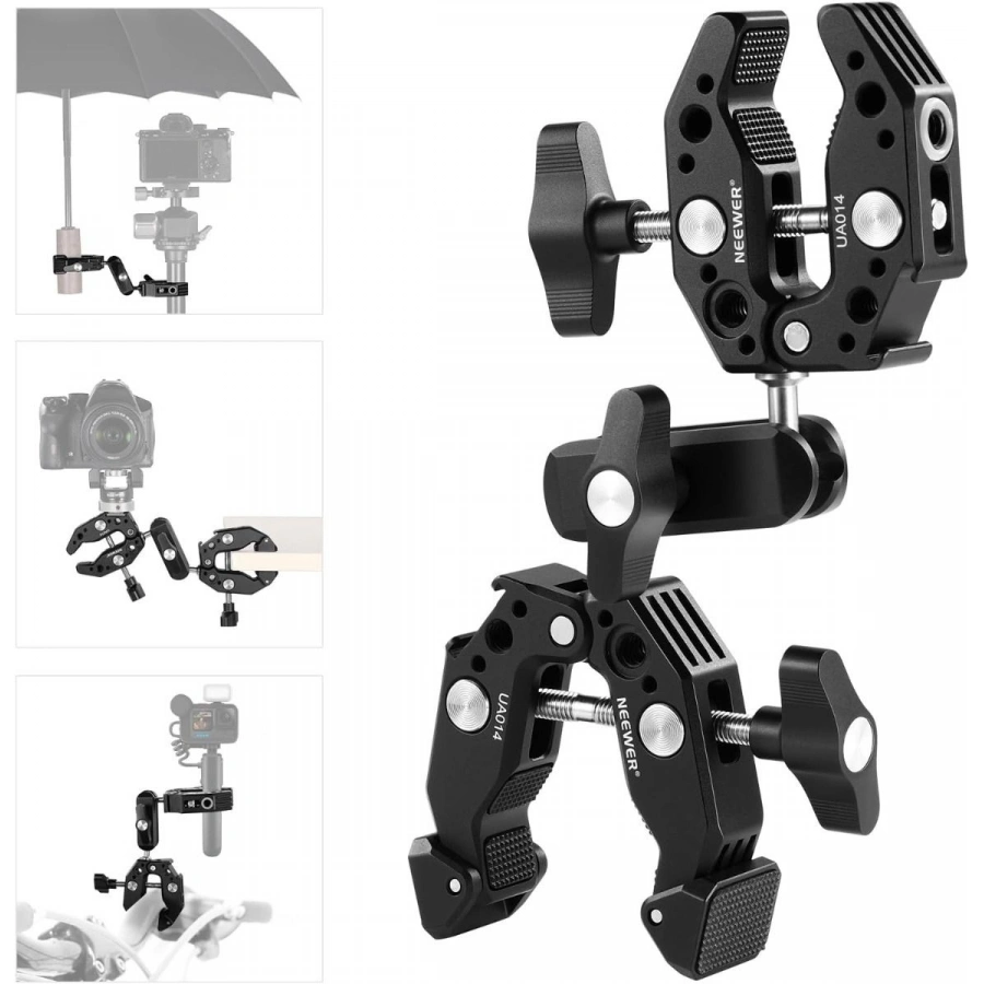 NEEWER Super Clamp with Double Crab-Shaped Clamps，Magic Arm Adapter