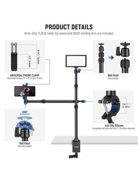 Neewer TL253A Tabletop Stand with Telescopic Arm