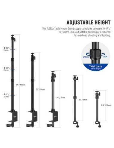 Neewer TL253A Tabletop Stand with Telescopic Arm