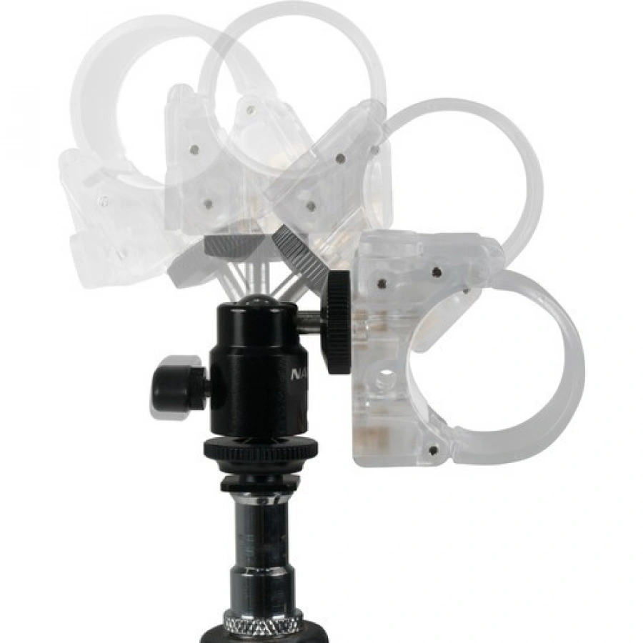 Nanlite Pavotube Transparent Clip and Mini Ball Head with Hot Shoe Adapter and 1/4''-2