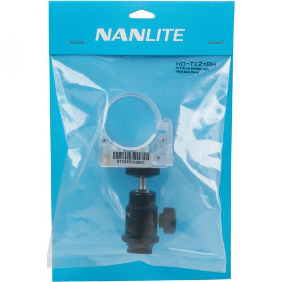 Nanlite Pavotube Transparent Clip and Mini Ball Head with Hot Shoe Adapter and 1/4''-2