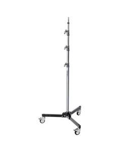 Avenger A5033 Roller 33 Folding Base Stand with Braked Wheels (Chrome/Black, 10.8')