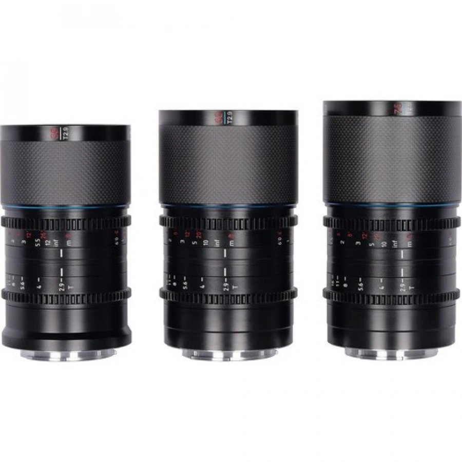Sirui Saturn T2.9 1.6x Carbon Fiber Full-Frame Anamorphic 3-Lens Set (Sony E, Blue Flare)