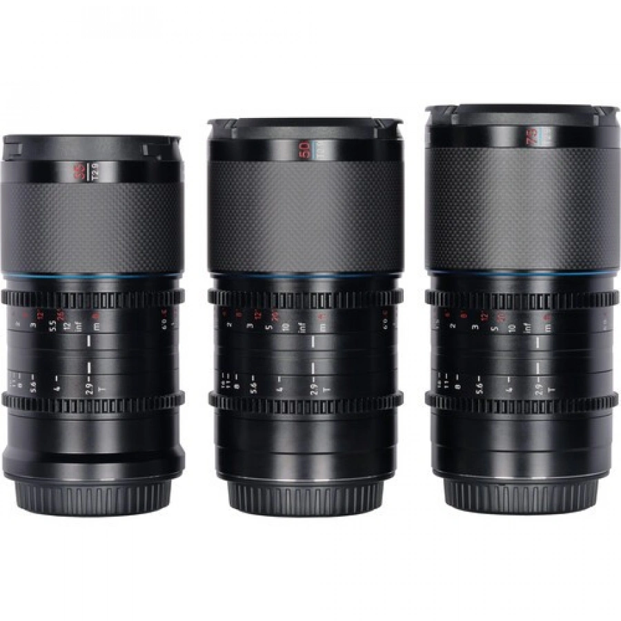 Sirui Saturn T2.9 1.6x Carbon Fiber Full-Frame Anamorphic 3-Lens Set (Sony E, Blue Flare)