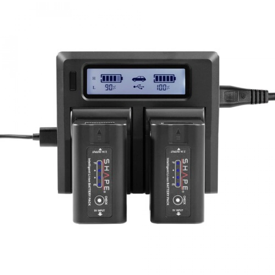 SHAPE Dual BP-975 7.4V Battery Kit with LCD Charger for Canon & RED KOMODO