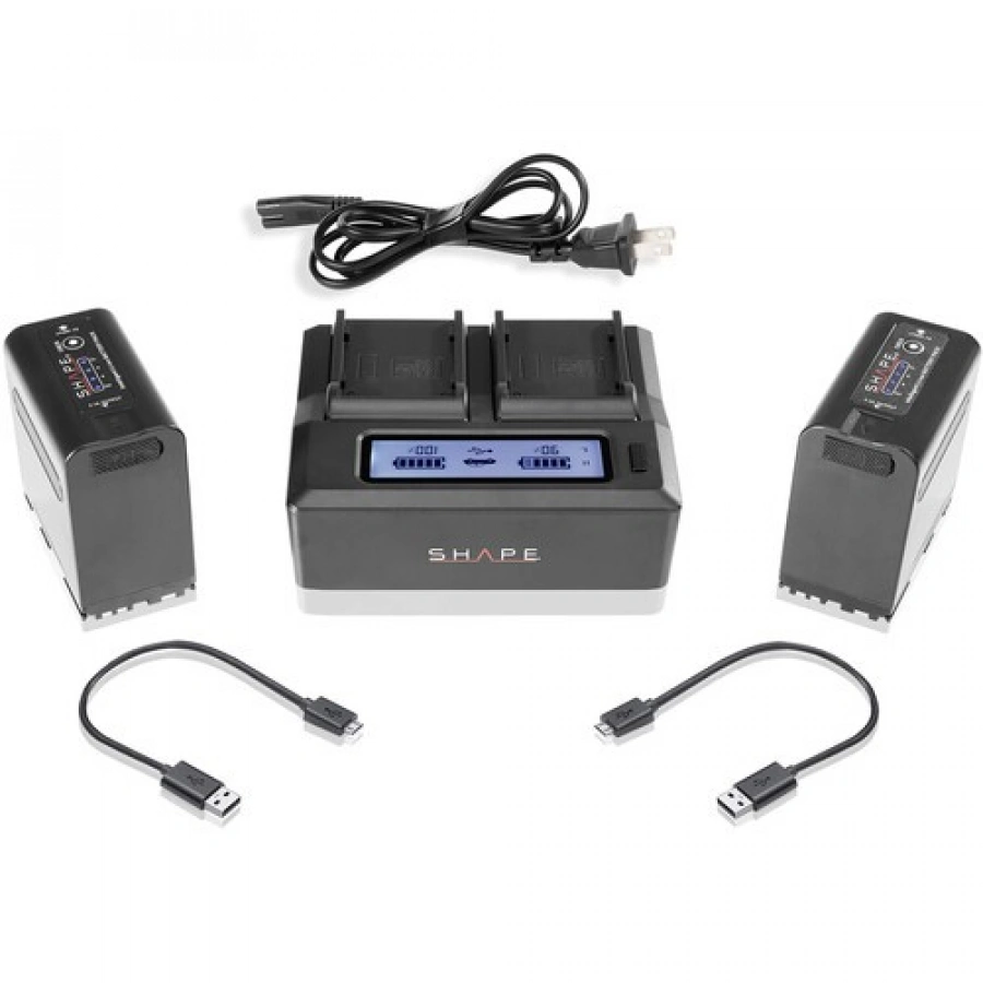 SHAPE Dual BP-975 7.4V Battery Kit with LCD Charger for Canon & RED KOMODO
