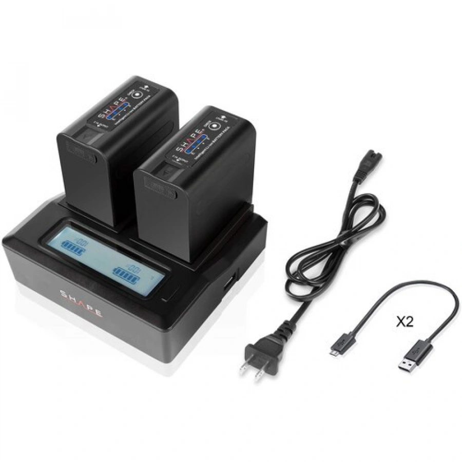 SHAPE Dual BP-975 7.4V Battery Kit with LCD Charger for Canon & RED KOMODO