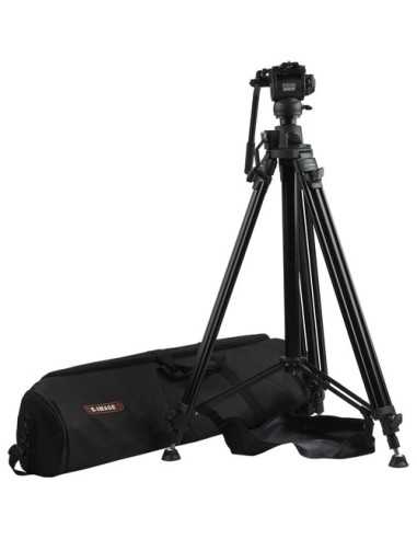 E-Image Studio Tripod with Geared Center Column and Fluid Head Kit