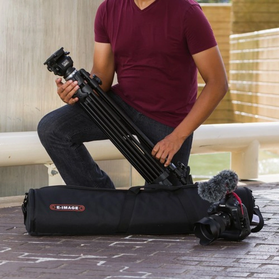 E-Image EG01A2 Two-Stage Aluminum Tripod System with GH01 Pan/Tilt Fluid Head