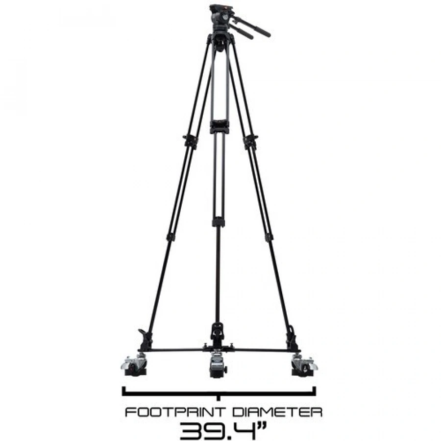E-Image 2-Stage Aluminum Tripod, Fluid Head, and Dolly Kit (15.4 lb Payload)