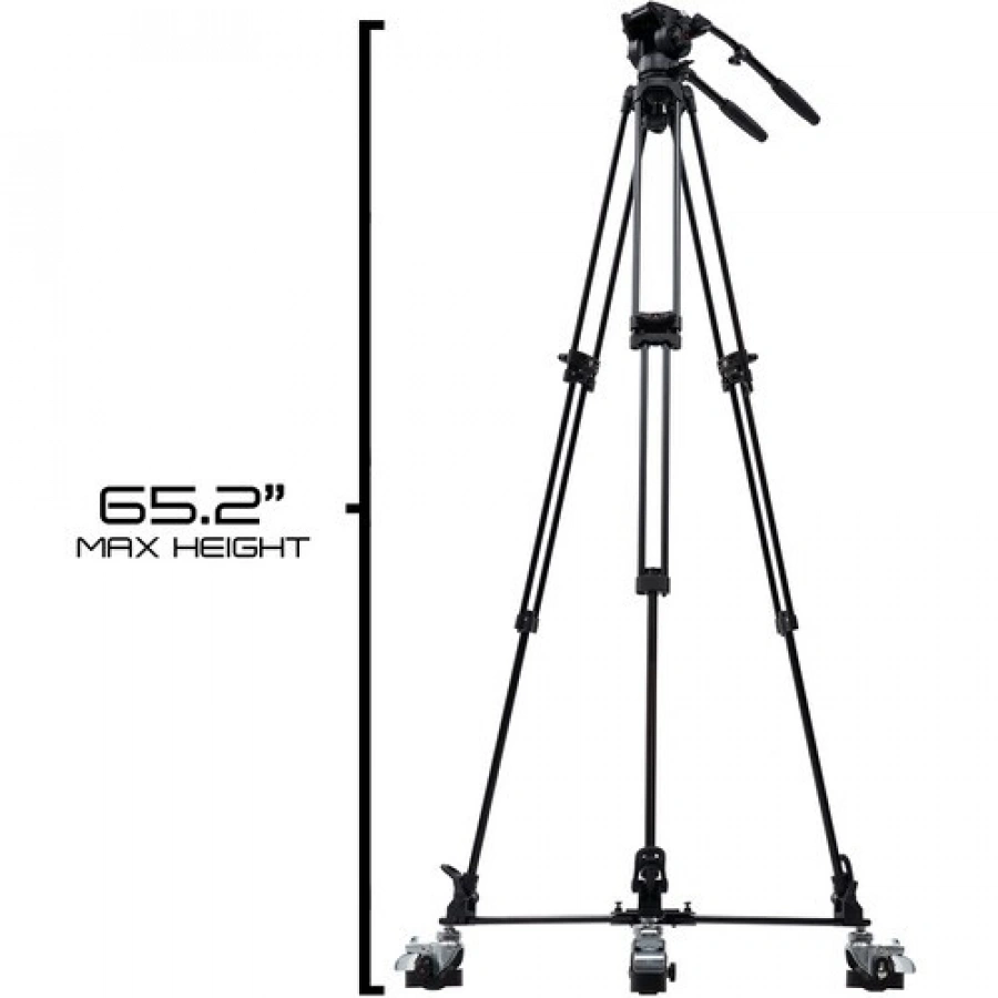 E-Image 2-Stage Aluminum Tripod, Fluid Head, and Dolly Kit (15.4 lb Payload)