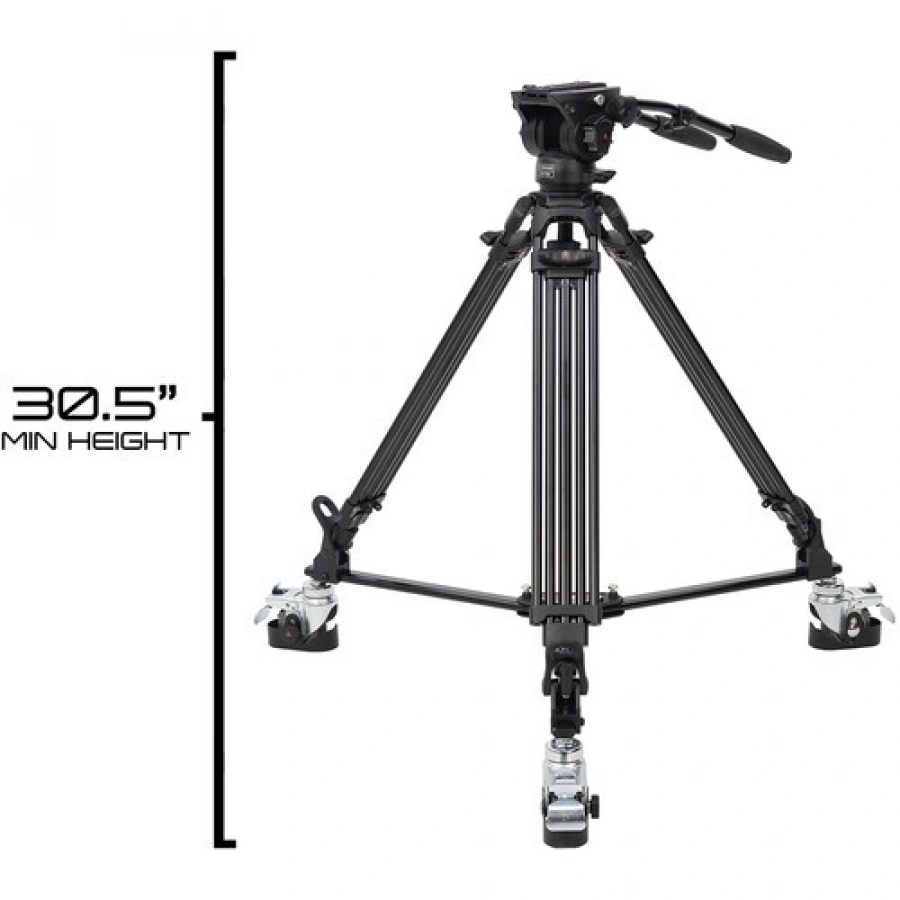 E-Image 2-Stage Aluminum Tripod, Fluid Head, and Dolly Kit (15.4 lb Payload)