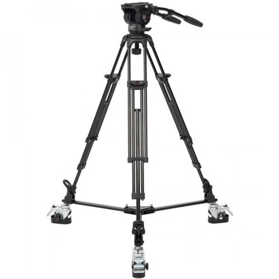 E-Image 2-Stage Aluminum Tripod Fluid Head and Dolly Kit 22 lb