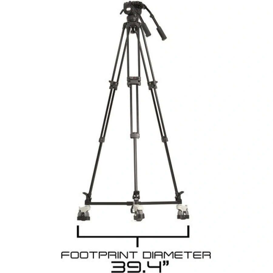 E-Image GH25 Video Head & GA102 2-Stage Aluminum Tripod & Dolly System