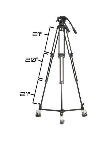 E-Image GH25 Video Head & GA102 2-Stage Aluminum Tripod & Dolly System